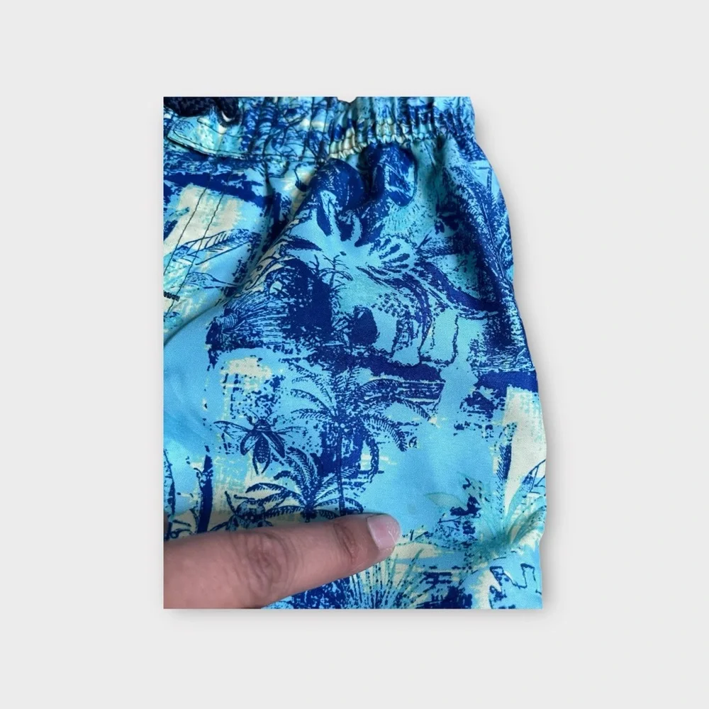 Joe Fresh Tropical Tree Insect Dinosaur Pattern Blue Swim Trunk